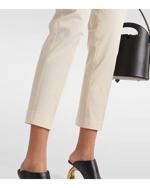 Etro Natural High-Rise Cotton-Blend Tapered Pants