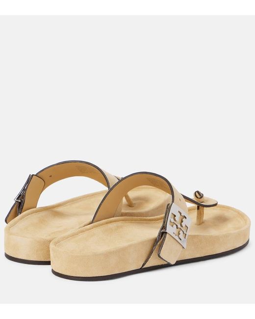 Mules Double T En Daim Tory Burch en coloris Natural
