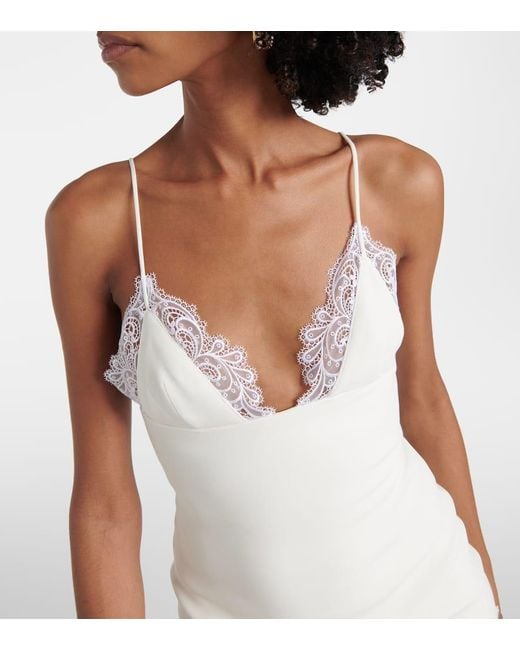 David Koma White Bridal Lace-Trimmed Minidress