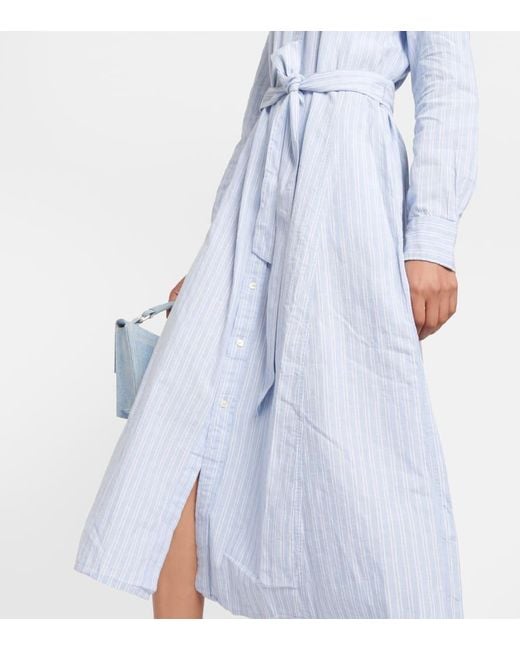 Vestido camisero de lino y algodon Polo Ralph Lauren de color Blue