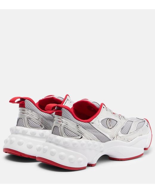 Christian Louboutin Red So Flo Leather-Trimmed Sneakers