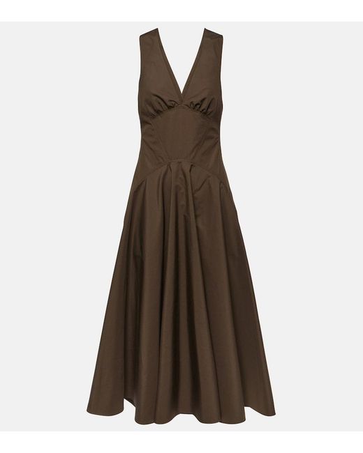 Alaïa Brown Cotton Poplin Midi Dress