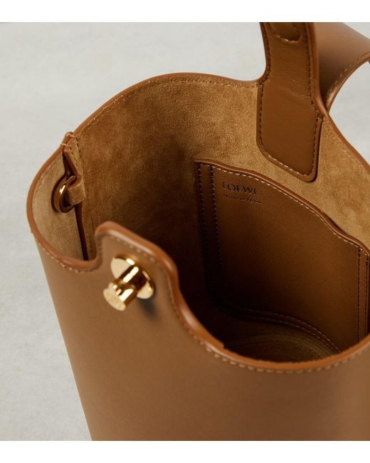 Loewe Brown Pebble Mini Leather Bucket Bag