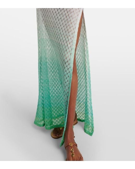 Missoni White Open-Knit One-Shoulder Lame Beach Cover-Up