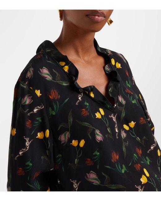 Marni Black Ruffled Floral Top