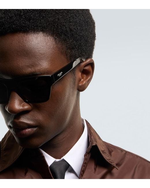 Prada Eckige Sonnenbrille in Black für Herren