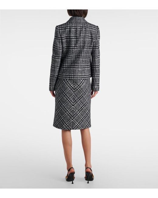 Dolce & Gabbana Black Checked Wool, Silk, And Llama-Blend Jacket