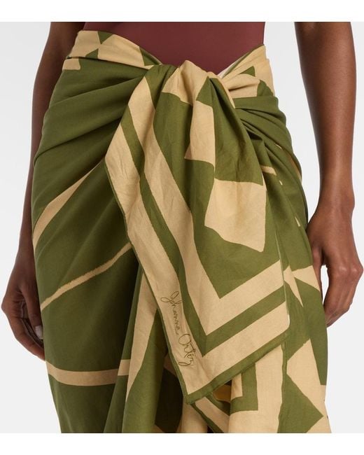 Johanna Ortiz Green Cotton Printed Beach Cover-Up