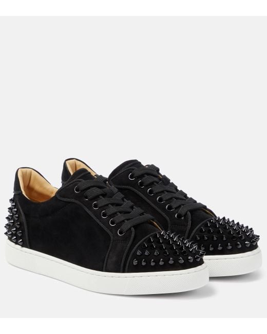 Christian Louboutin Black Vieira 2 Spiked Suede Sneakers