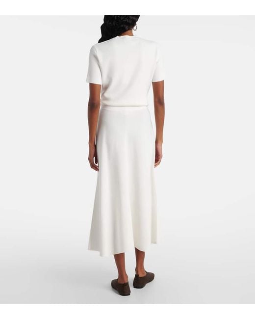Max Mara White Lazio Crepe Midi Skirt