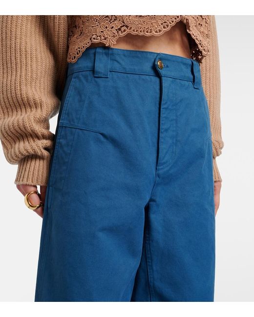 Chloé Blue Cropped Barrel-Leg Pants