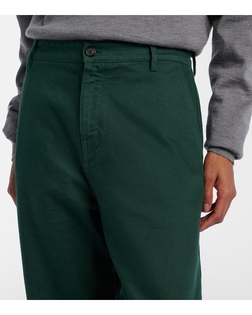 Miu Miu Green Cotton Gabardine Straight Pants