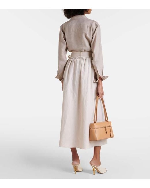 Loro Piana Natural Linen Midi Skirt