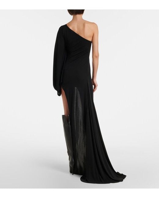 Gucci Black Asymmetric Jersey Maxi Dress