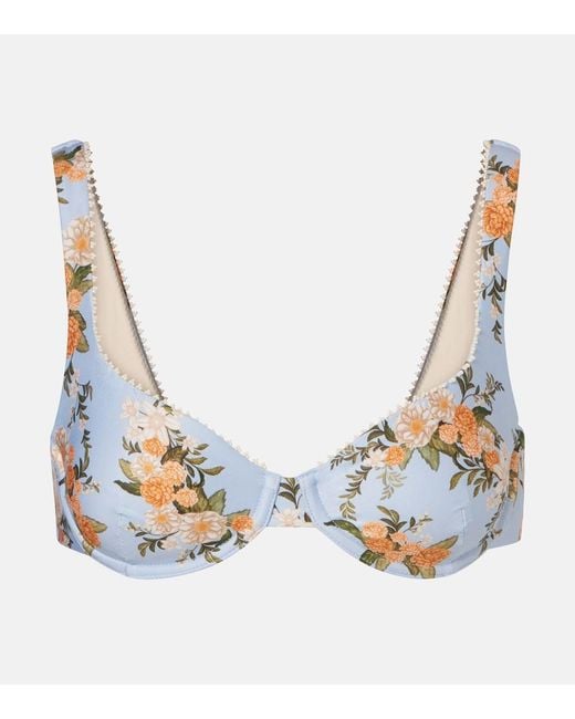 Agua Bendita Blue Hacienda Floral Bikini Top