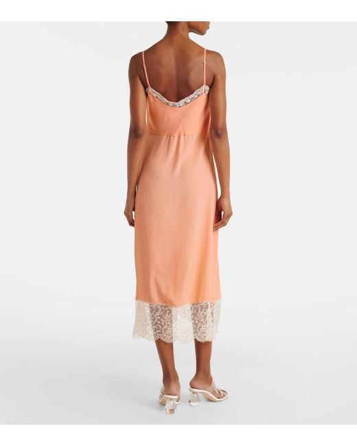Simone Rocha Pink Lace-Trimmed Crepe De Chine Slip Dress