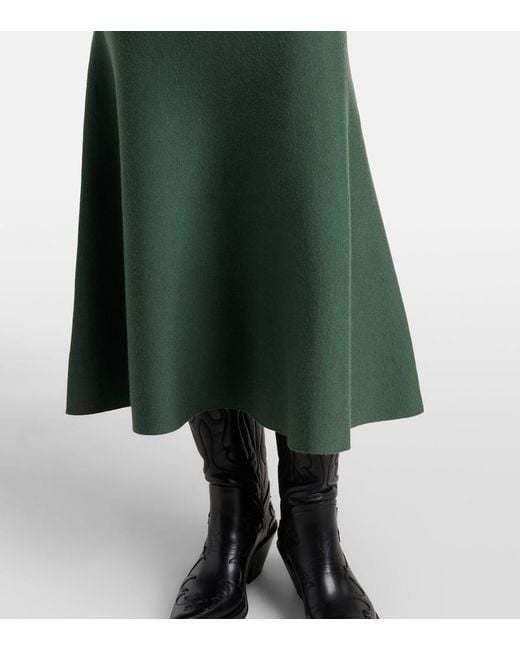 Gabriela Hearst Green Freddie Wool, Cashmere, And Silk Midi Skirt