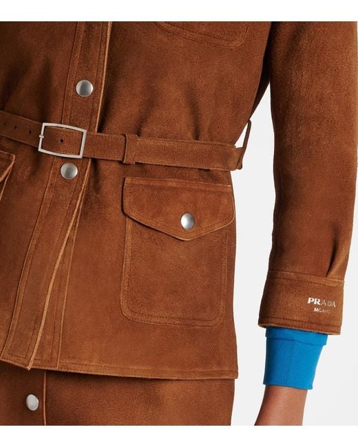 Prada Brown Hemdjacke Aus Veloursleder