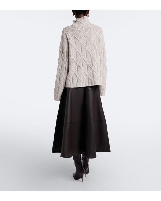 Altuzarra Black Varda Leather Midi Skirt