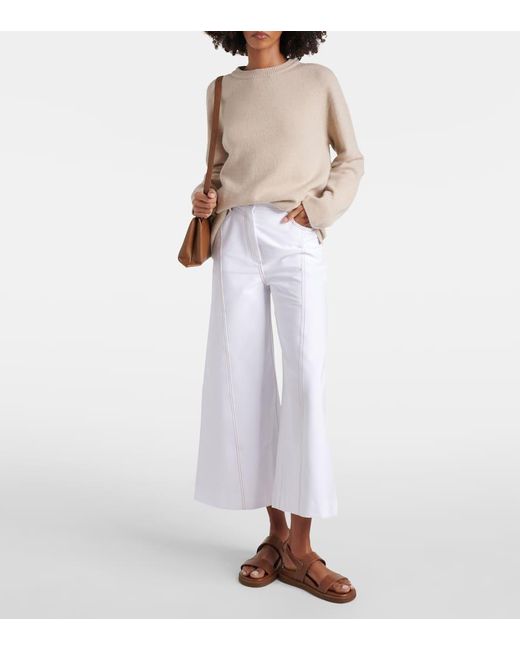 Max Mara White Leisure Cotton-blend Jersey Culottes