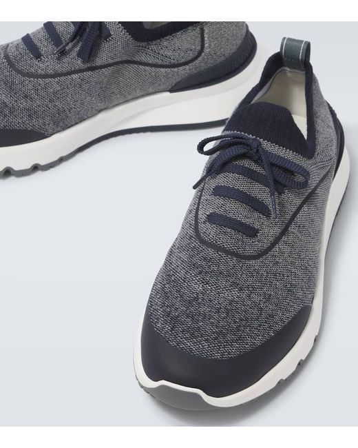 Brunello Cucinelli Sneakers Aus Strick in Blue für Herren