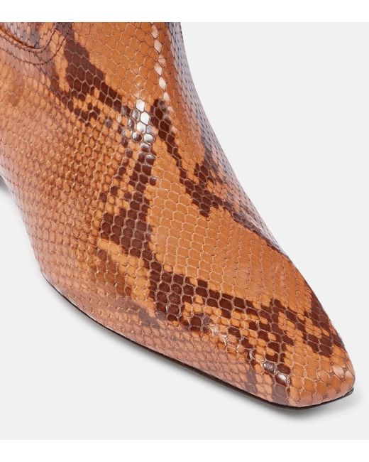 Paris Texas Bettina Snake-Effect Leather Knee-High Boots in Brown | Lyst