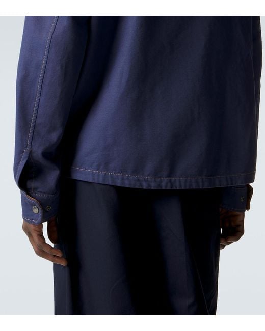 Moncler Blue Cotton And Linen Field Jacket for men