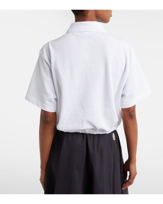 Moncler White Cotton Pique Polo Shirt