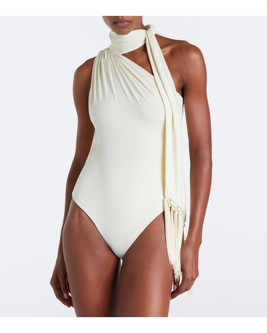 ‎Taller Marmo Natural Siwa Scarf-Detail Swimsuit And Beach Cover-Up Set