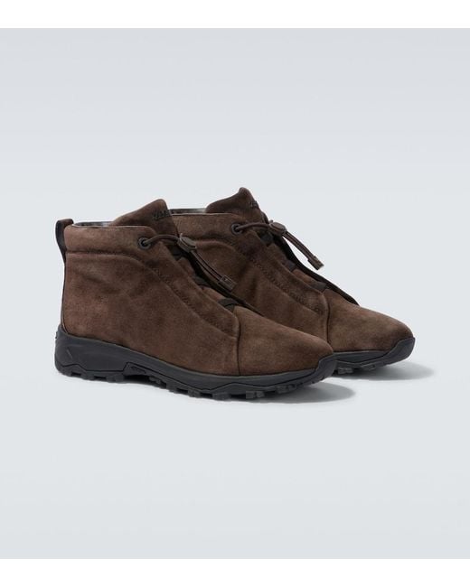 Zapatillas Altas Triple Stitch De Ante Zegna de hombre de color Brown