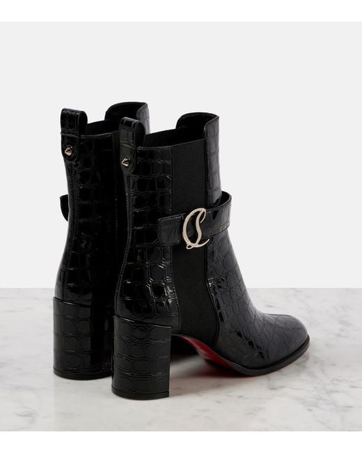 Christian Louboutin Croc Embossed Chelsea Boot in Black | Lyst display picture 1