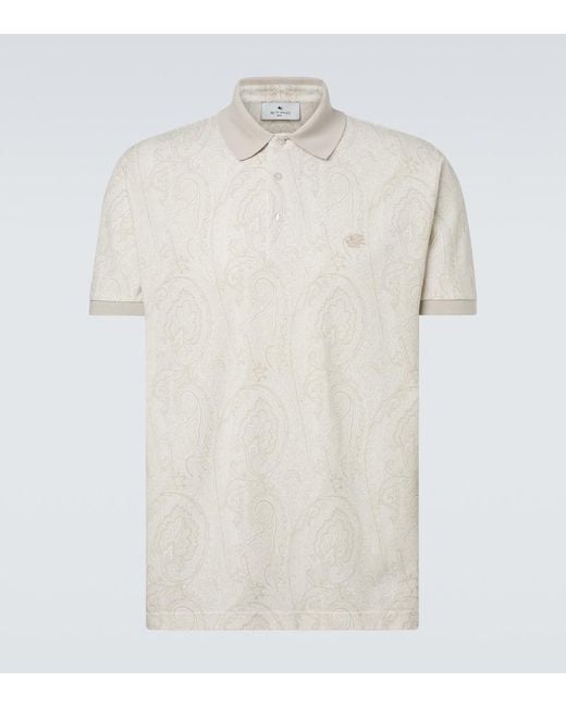 Etro White Paisley Cotton Polo Shirt for men