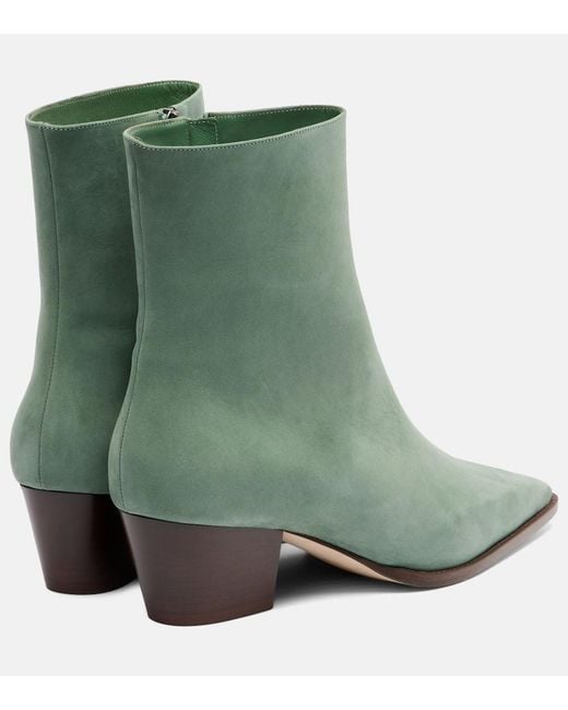 Manolo Blahnik Green Ankle Boots Aliera 50 Aus Veloursleder