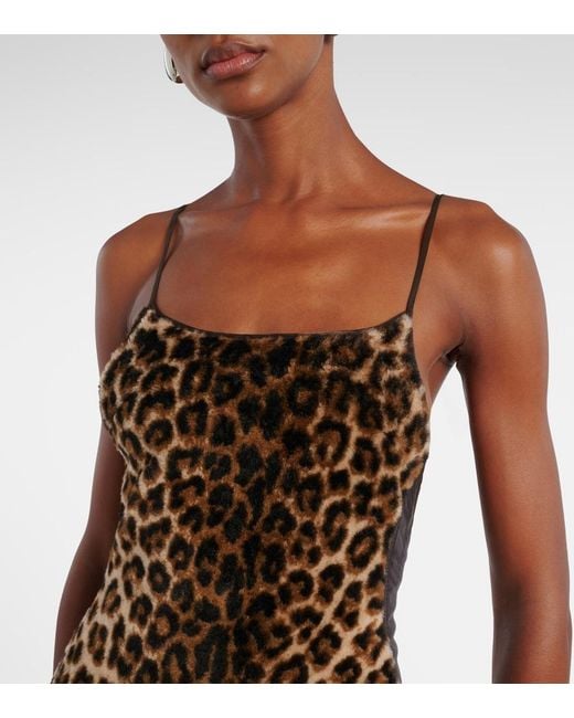 JACQUES WEI Purple Leopard-Print Draped Maxi Dress