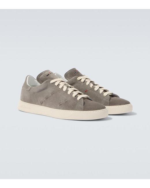 Kiton Gray Suede Sneakers for men