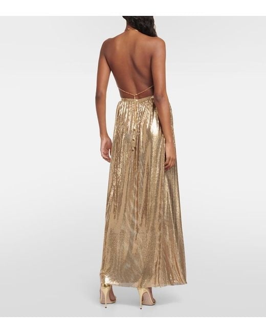Rabanne Natural High-Rise Metallic Mesh Maxi Skirt