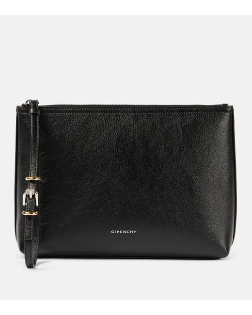 Givenchy Black Voyou Debossed Leather Pouch
