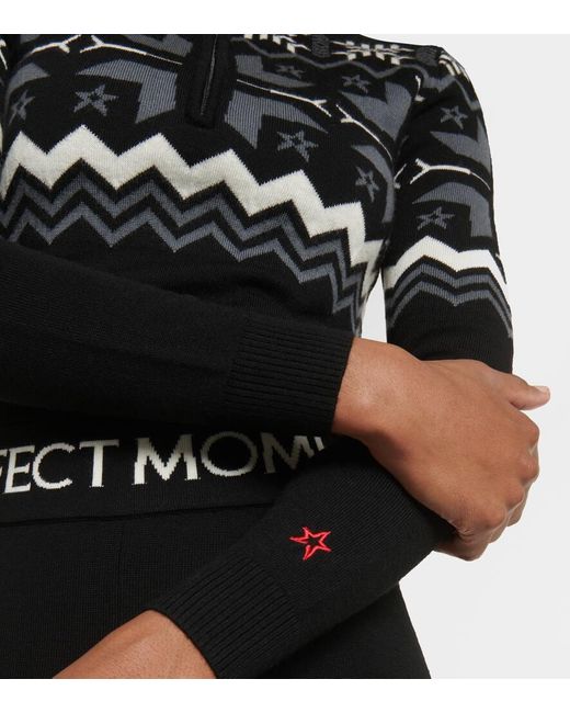 Pullover Nordic in lana con mezza zip di Perfect Moment in Black