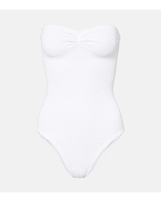 Hunza G White Brooke Ruched Swimsuit