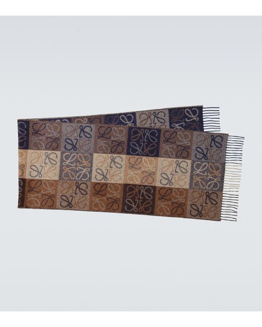Loewe Brown Wool And Cashmere Anagram Scarf for men