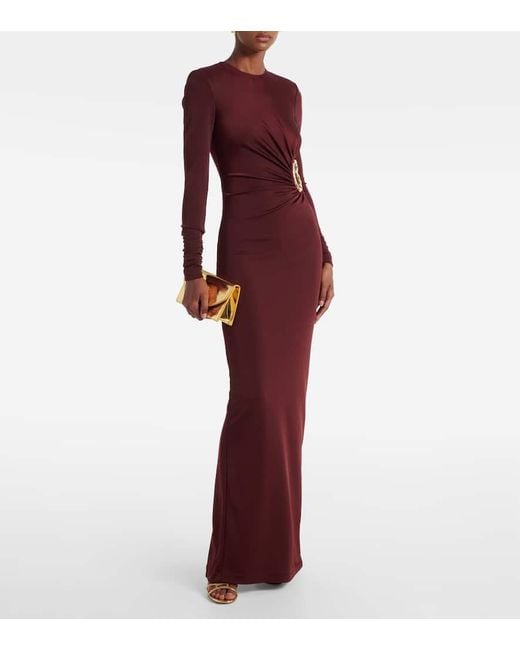 Rebecca Vallance Red Verzierte Robe Mischa Aus Jersey