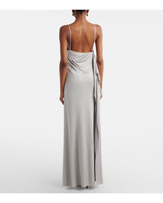 Versace White Medusa Draped Jersey Cocktail Dress