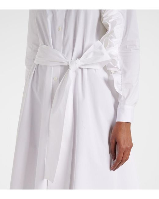 Carolina Herrera White Floral-Applique Poplin Shirtdress