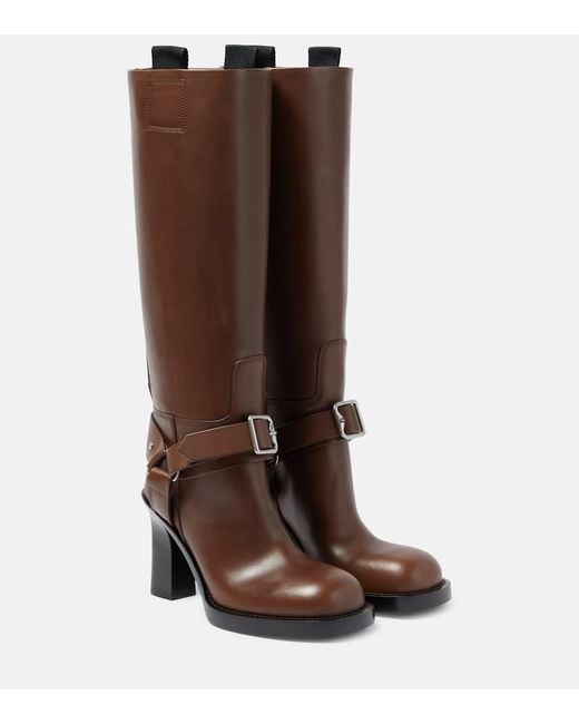 Burberry Brown Kniehohe Stiefel Aus Leder