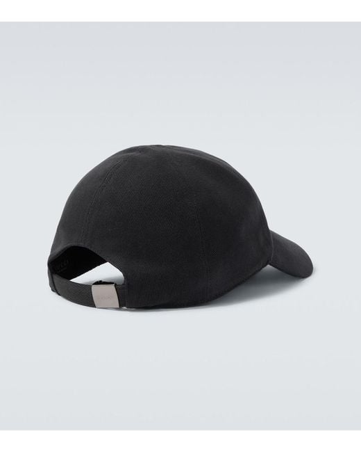 Gucci Black Web Stripe Cotton Baseball Cap for men