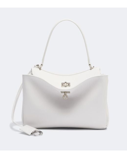 Balenciaga White Rodeo Medium Leather Shoulder Bag