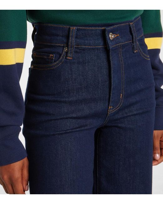 Jeans Anchos Le Slim Palazzo Crop FRAME de color Blue