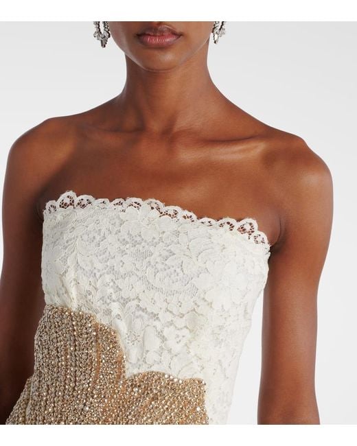 Costarellos White Hallis Embellished Lace Cocktail Dress