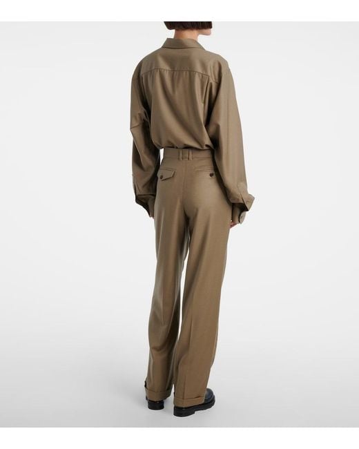 The Row Natural Sorina High-Rise Virgin Wool Pants