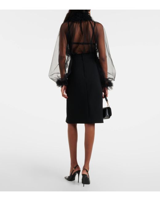Dolce & Gabbana Black Wool-blend Midi Skirt